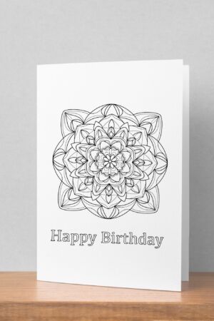 Mandala happy birthday printable coloring card