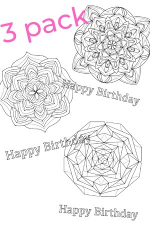 Mandala happy birthday printable colouring cards
