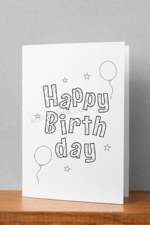 Happy Birthday Printable Colouring Card