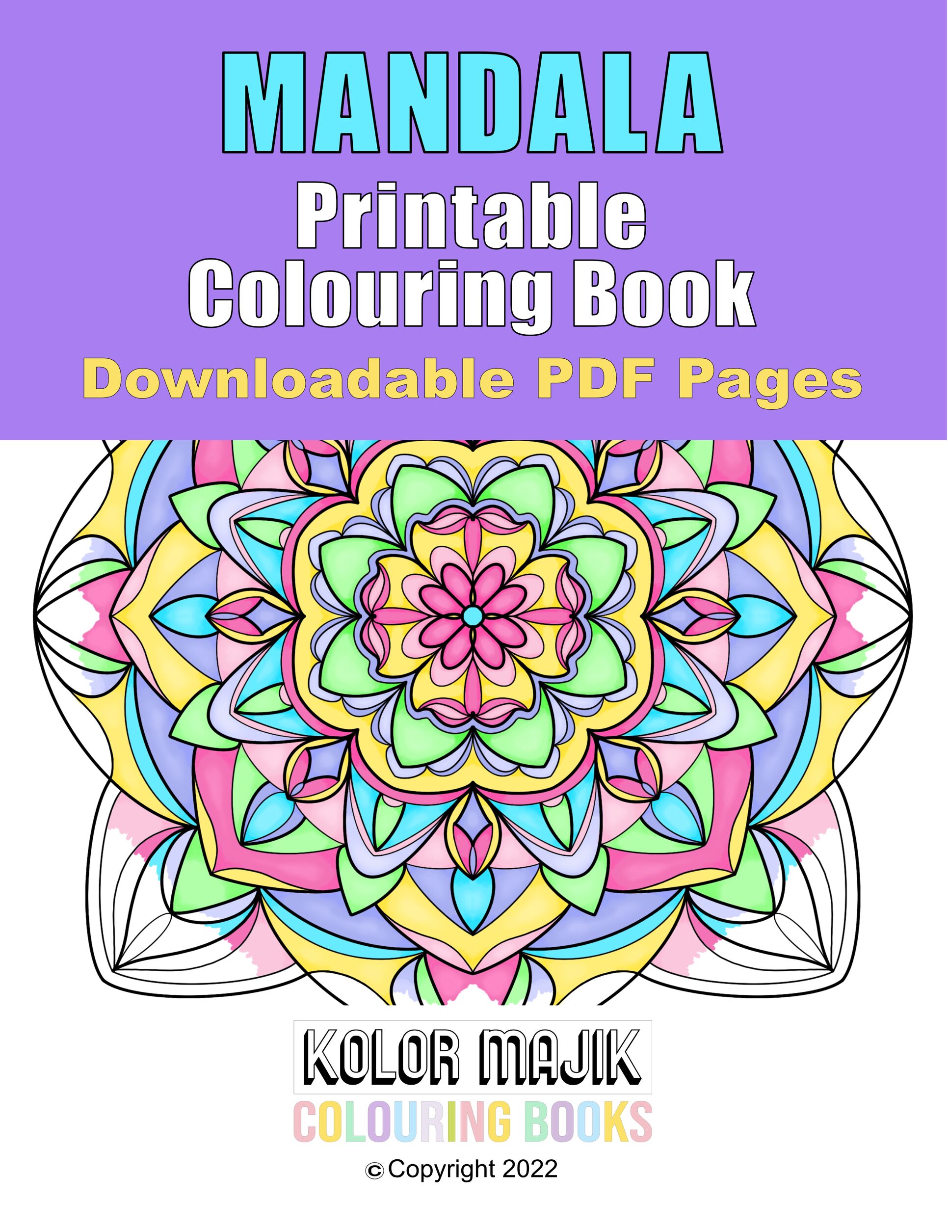 colorful mandala colouring book cover