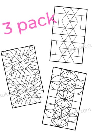 (3 Pack) Geometric Patterns Printable Colouring Cards